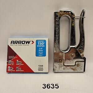 STANLEY TR45 LIGHT DUTY STAPLE GUN W/ ARROW T50 1/4 STAPLES BOX HAND TACKER